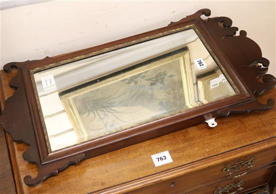 A George III mahogany fret frame wall mirror, H.67cm